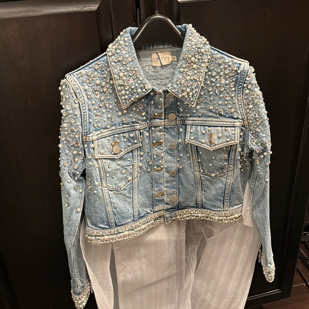Alice + Olivia Nelson Embellished denim jacket